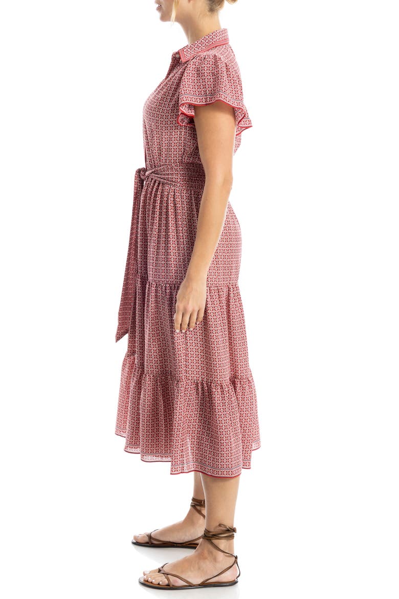 Floral Tie Front Shirtdress, Alternate, color, IVORY/ RED