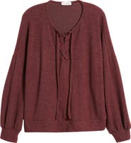 Loveappella Lace-Up Knit Top