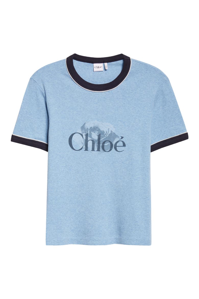 Logo Cotton Ringer Graphic T-Shirt, Alternate, color, CEYLAN BLUE