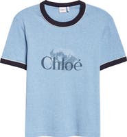 Chloé Logo Cotton Ringer Graphic T-Shirt