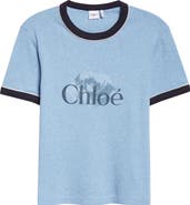 Chloé Logo Cotton Ringer Graphic T-Shirt