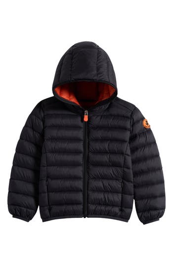 Save The Duck Kids' Dony Hooded Nylon Puffer Jacket In Black