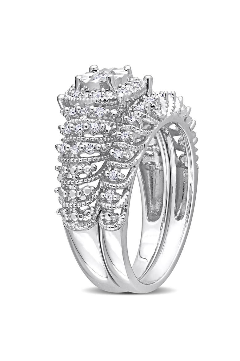 Diamond Halo 2-Piece Bridal Ring Set, Alternate, color, Sterling Silver