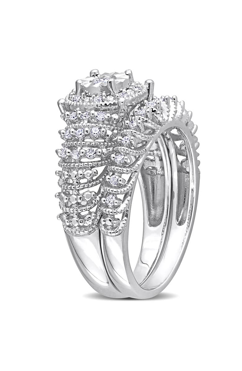 Julianna B. Diamond Halo 2-Piece Bridal Ring Set, Alternate, color, Sterling Silver
