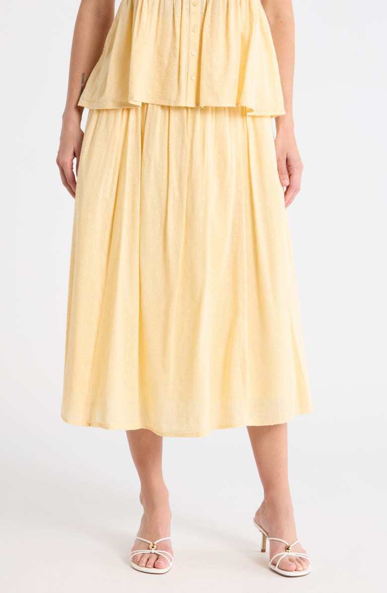 Melrose and Market Clip Dot Midi Skirt, Main, color, Beige Gelato