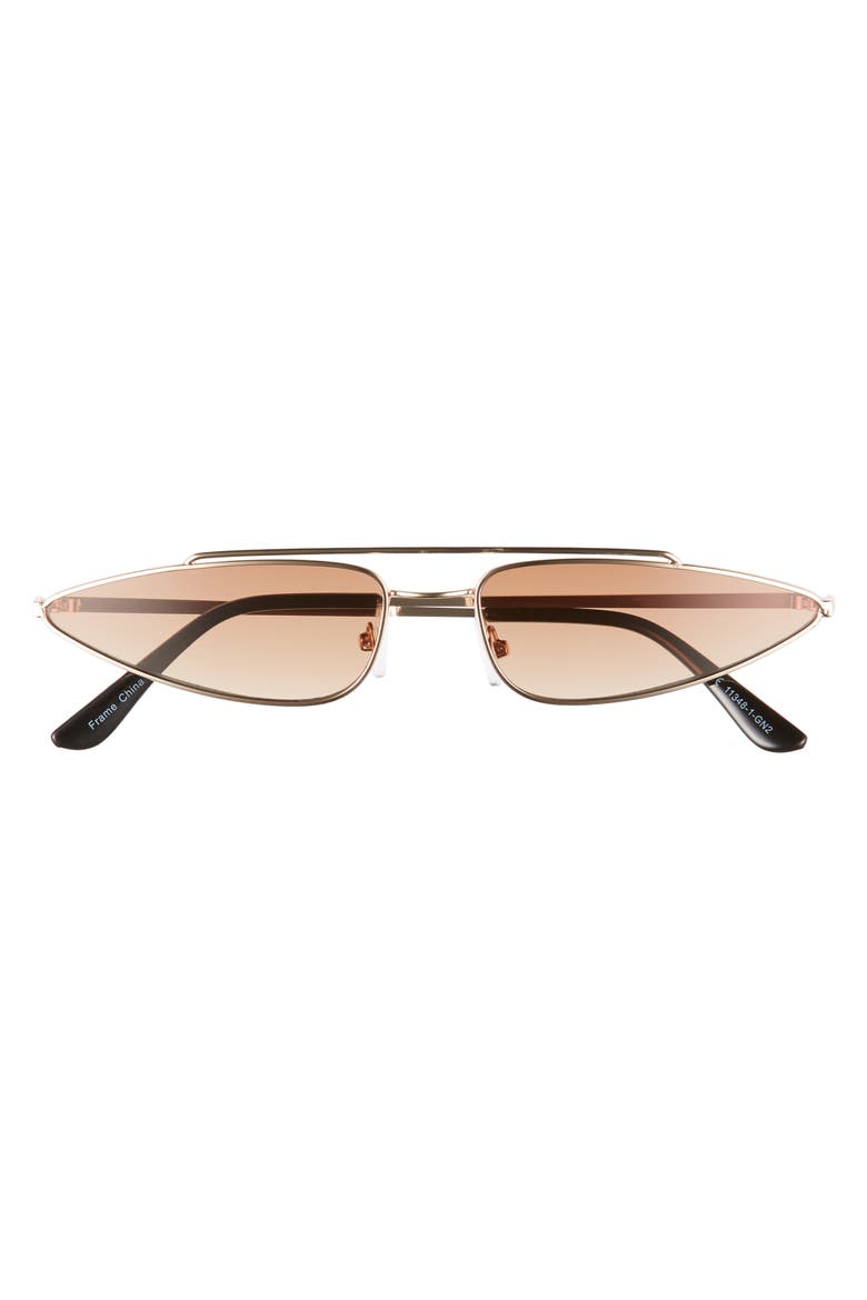 64mm Thin Cat Eye Sunglasses, Alternate, color, BROWN/ GOLD