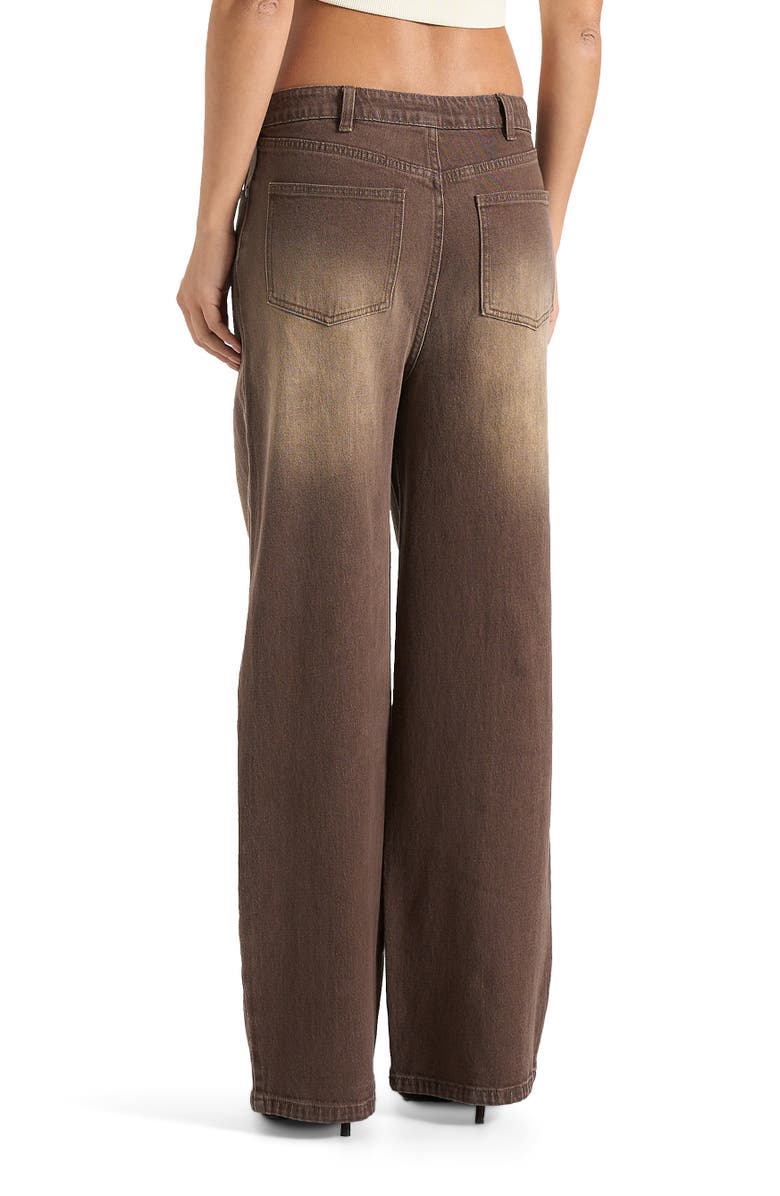 Manière De Voir Faye Relaxed Wide Leg Jeans With Tie Waist, Alternate, color, Brown