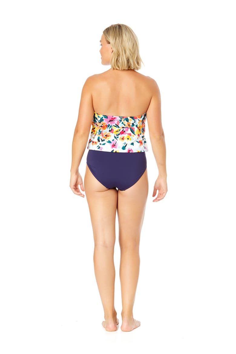 Women's Gradient Floral Strapless Blouson Keyhole One Piece Swimsuit, Alternate, color, Gradient Floral