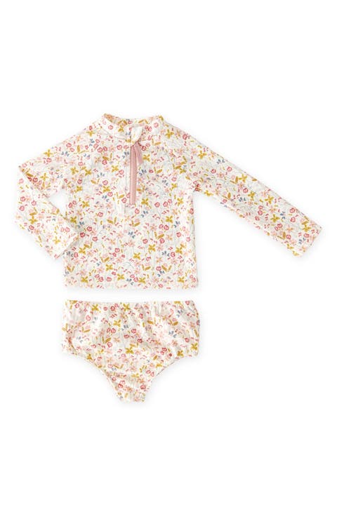 Kids' Floral Print Two-Piece Rashguard Swimsuit (Toddler)