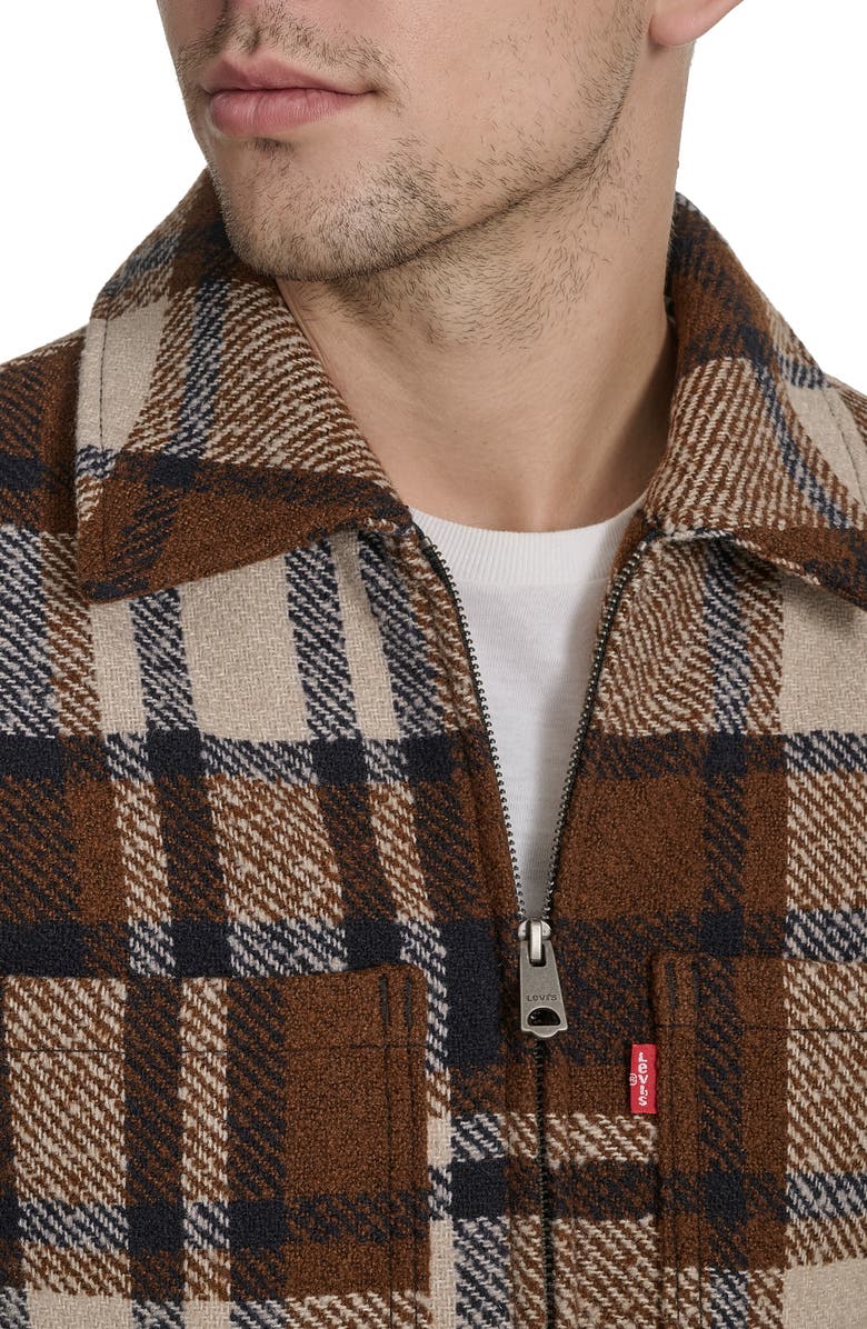 Levi's<sup>®</sup> Zip Front Plaid Shacket, Alternate, color, Caramel Multi