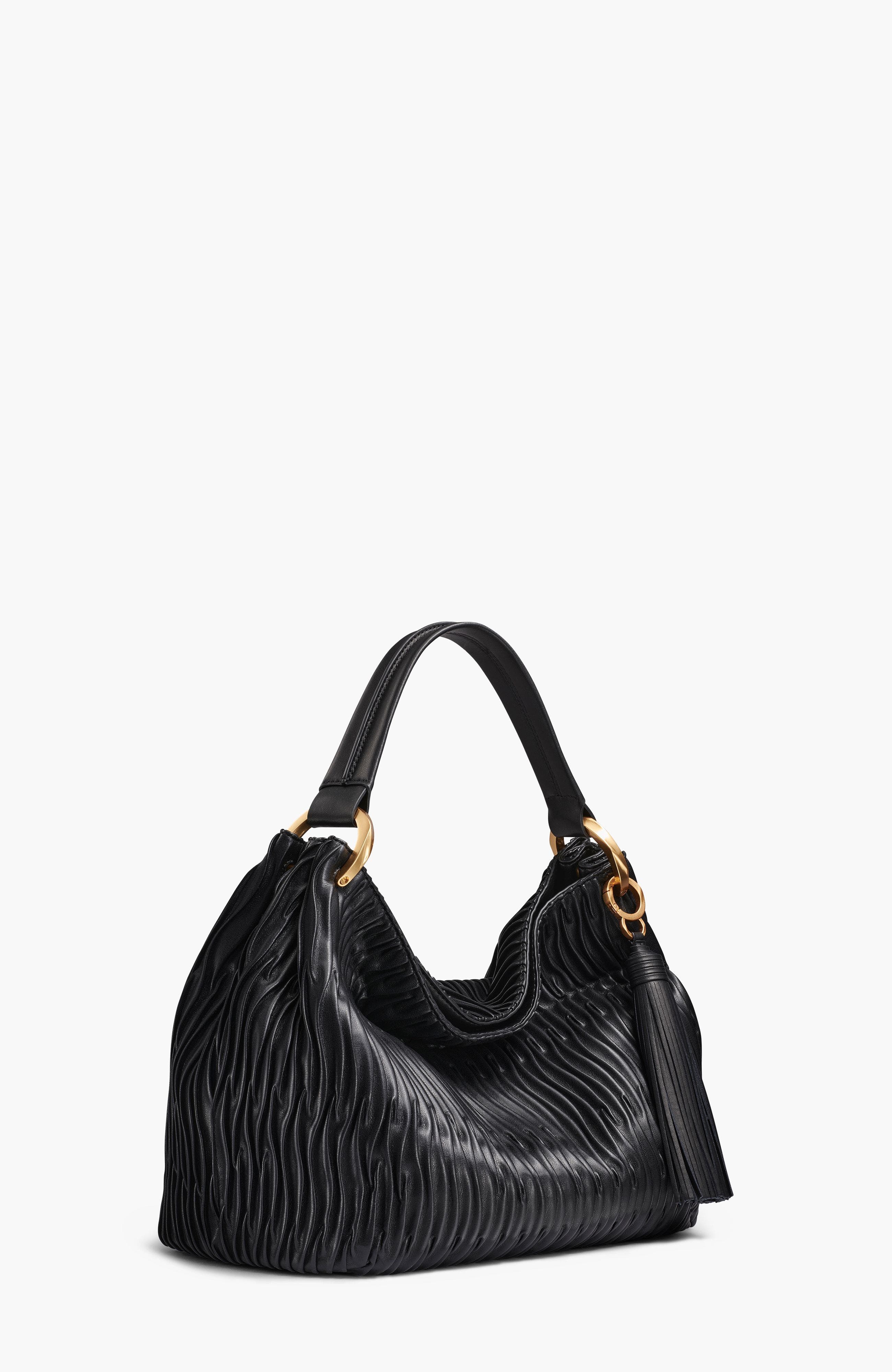 Donna Karan New York Glenwood Pleated Shoulder, Alternate, color, Black/Gold