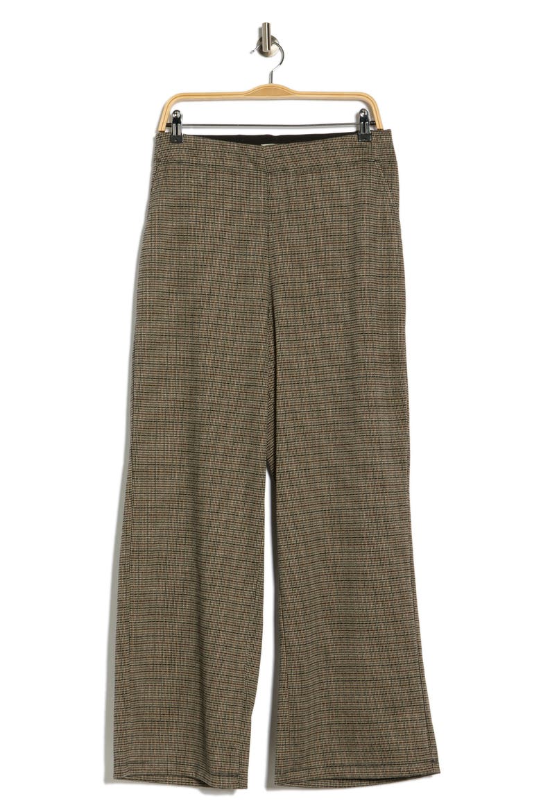 Double Knit Wide Leg Pants, Alternate, color, BLACK/BRN HOUNDSTOOTH