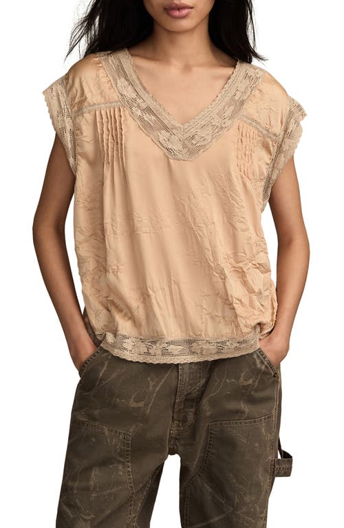 Lucky Brand Lace Cap Sleeve Shirt In Brown