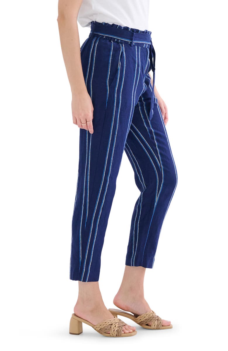 Hatley Beach Stripe Paperbag Waist Linen Pants, Alternate, color, 