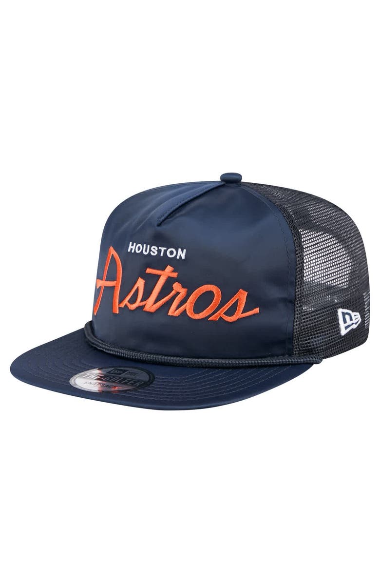 New Era Men's New Era Navy Houston Astros Retro Satin Script Golfer Adjustable Hat, Main, color, Navy