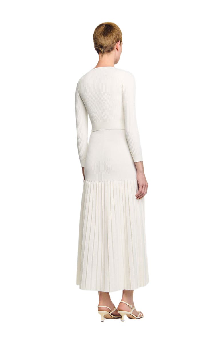 SANDRO Cropped rib knit cardigan, Alternate, color, Ecru