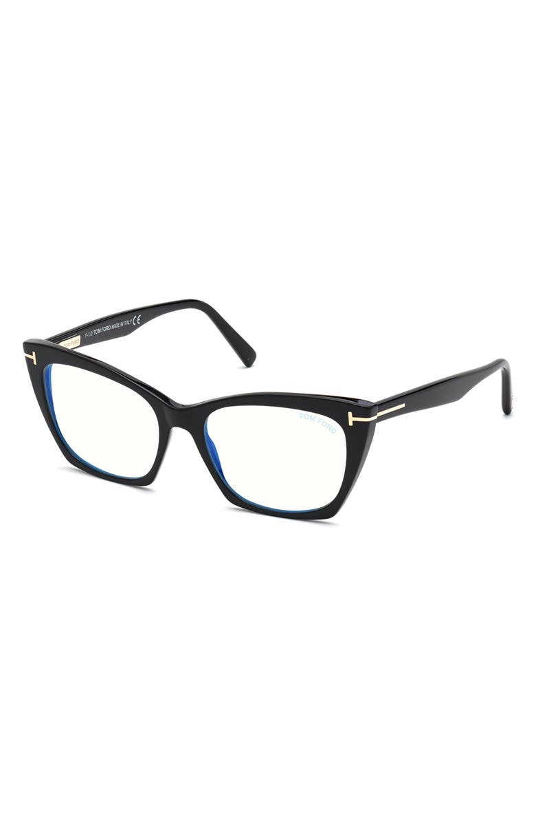 TOM FORD 54mm Blue Cat Eye Light Blocking Glasses, Main, color, 