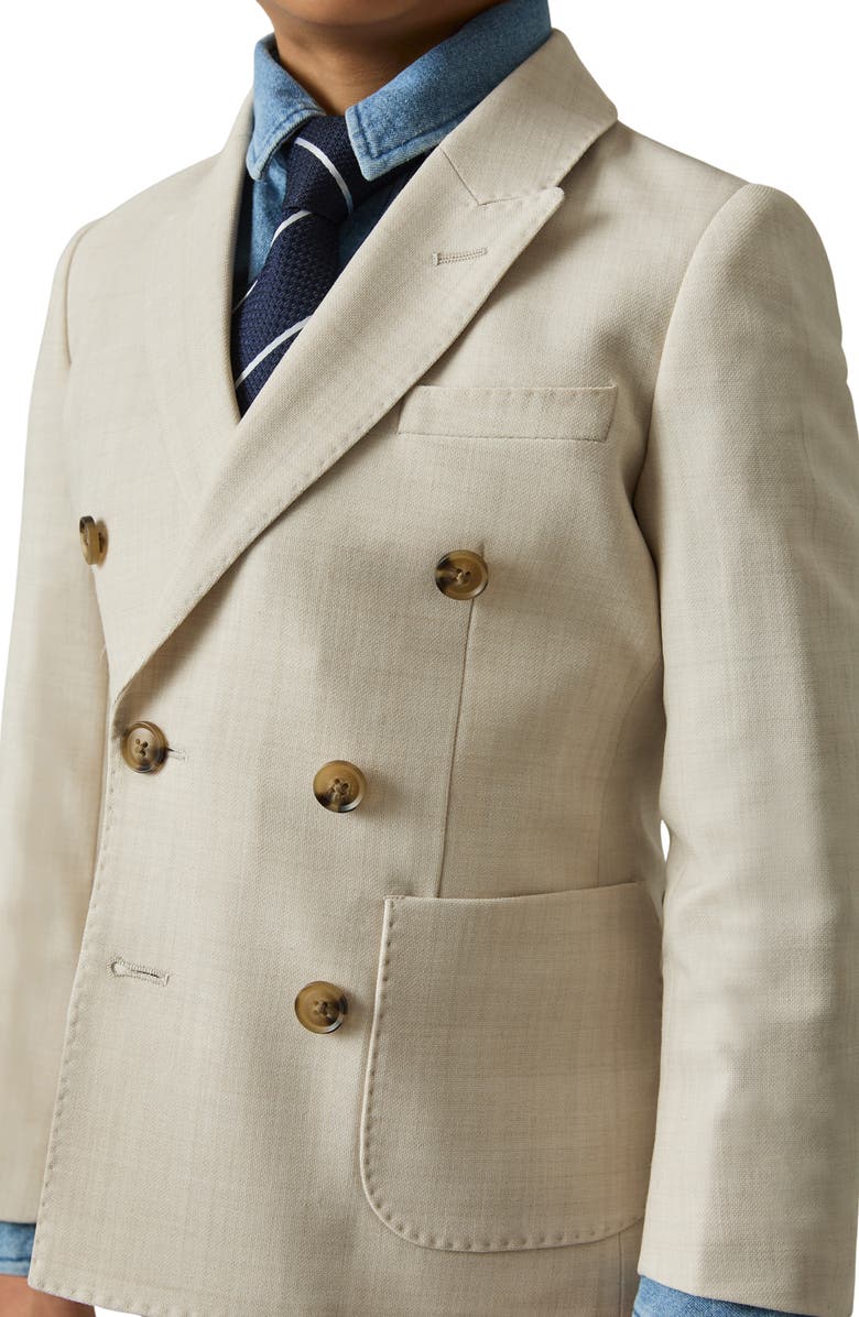 Reiss Kids' Belmont Jr. Double Breasted Sport Coat, Alternate, color, Stone