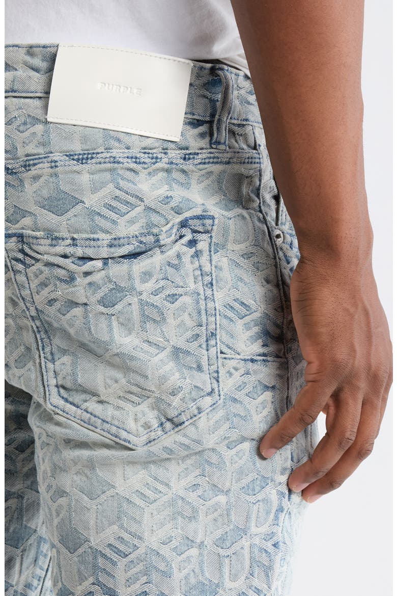 P001 Jacquard Monogram Skinny Jeans, Alternate, color, LIGHT INDIGO