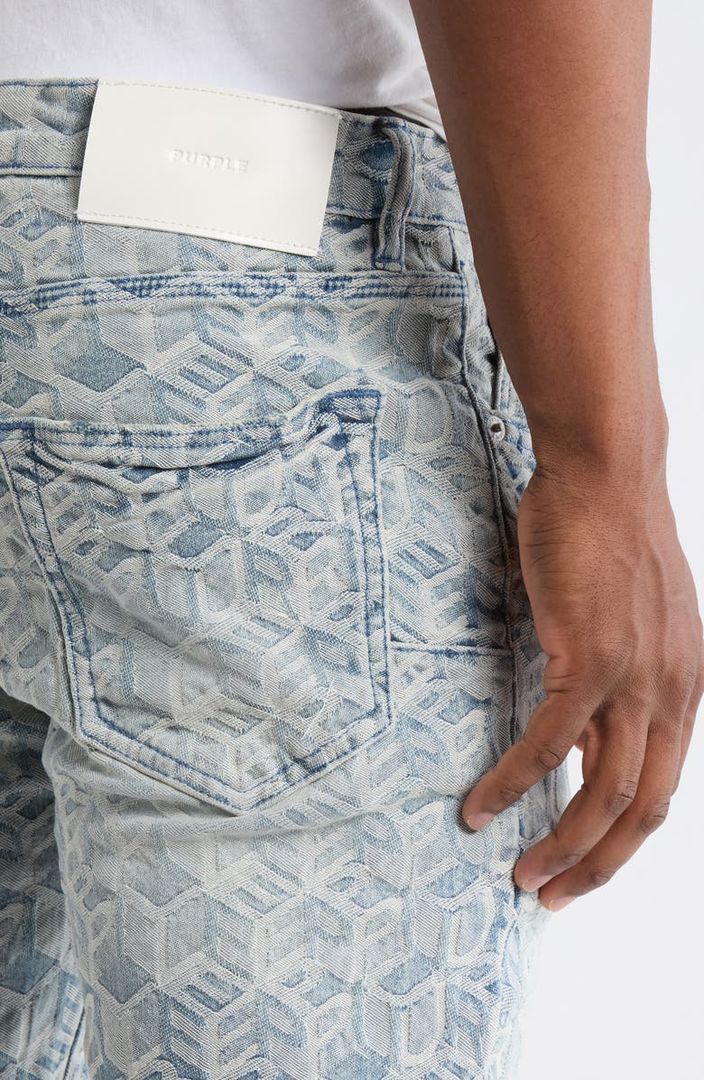 PURPLE BRAND P001 Jacquard Monogram Skinny Jeans, Alternate, color, Light Indigo