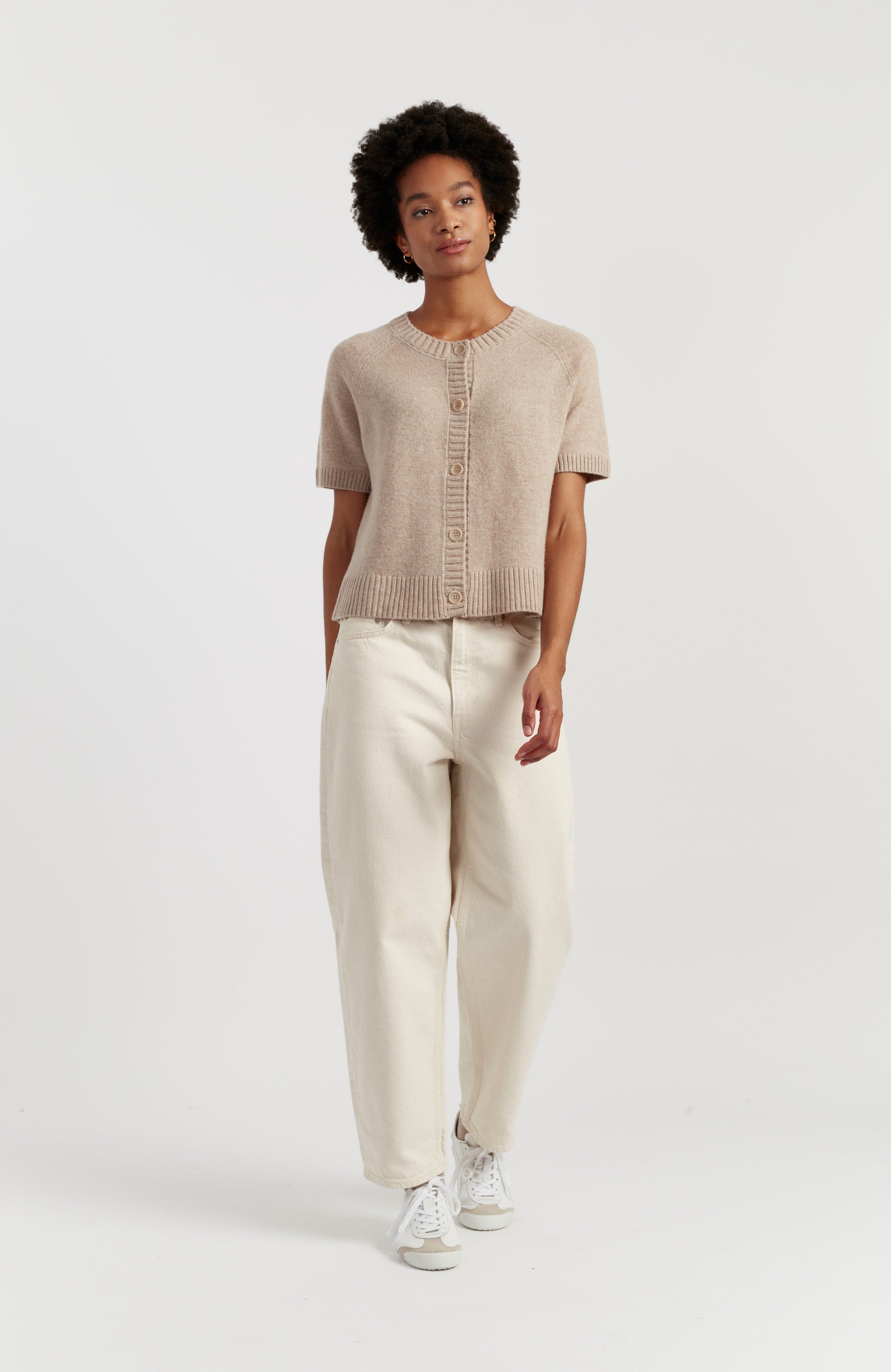 Lightweight Wool-Cashmere Button-Front Tee - image 4