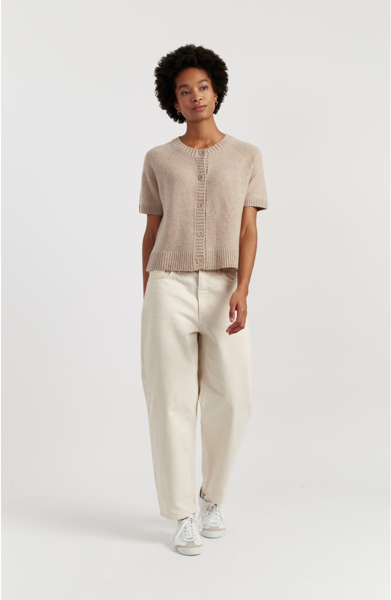 Chinti & Parker Lightweight Wool-Cashmere Button-Front Tee, Alternate, color, Soft Oat