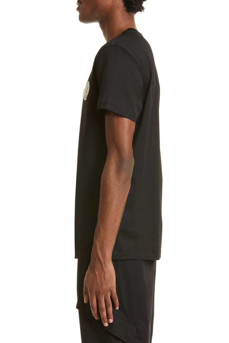 Double Logo Patch T-Shirt, Alternate, color, BLACK