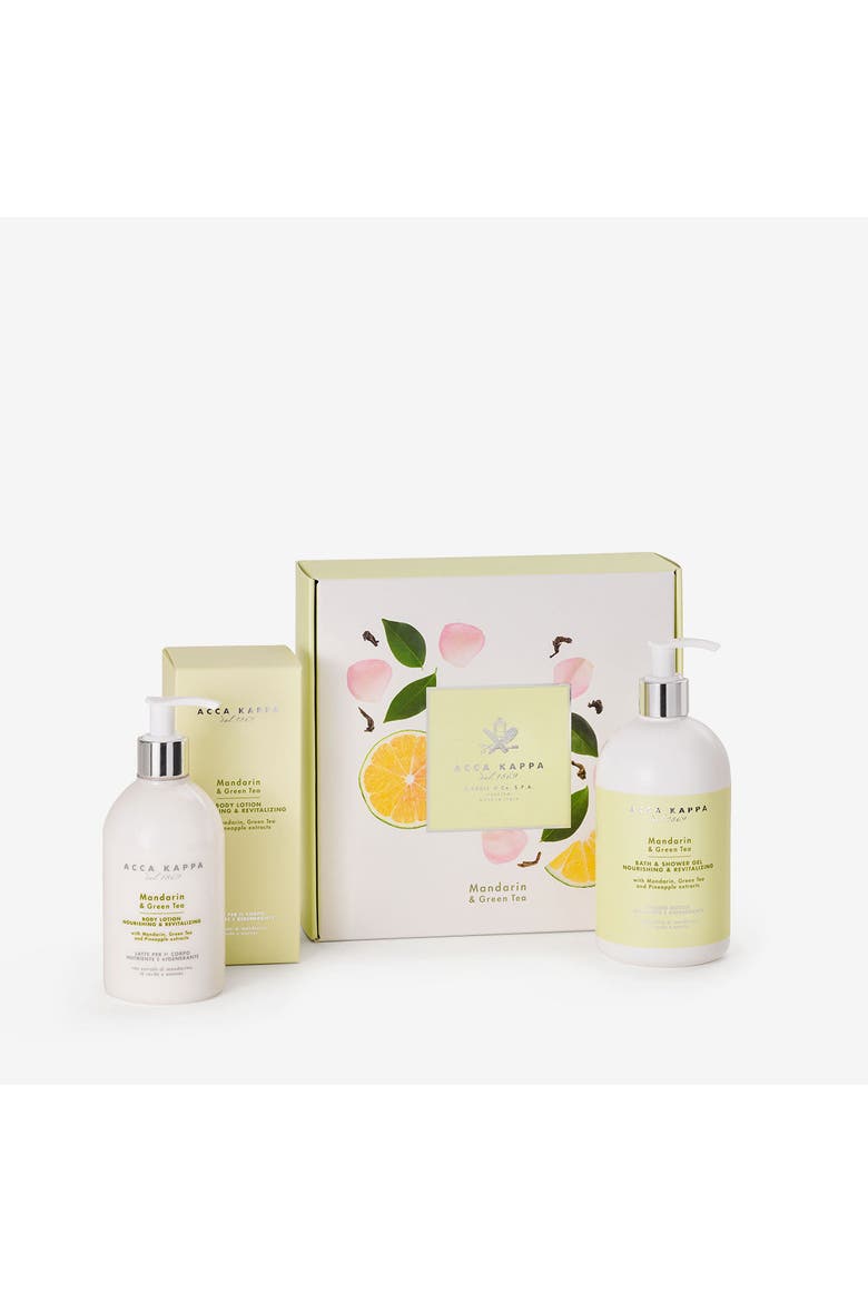 Mandarin & Green Tea Shower Gel & Body Lotion Gift Set, Main, color, White