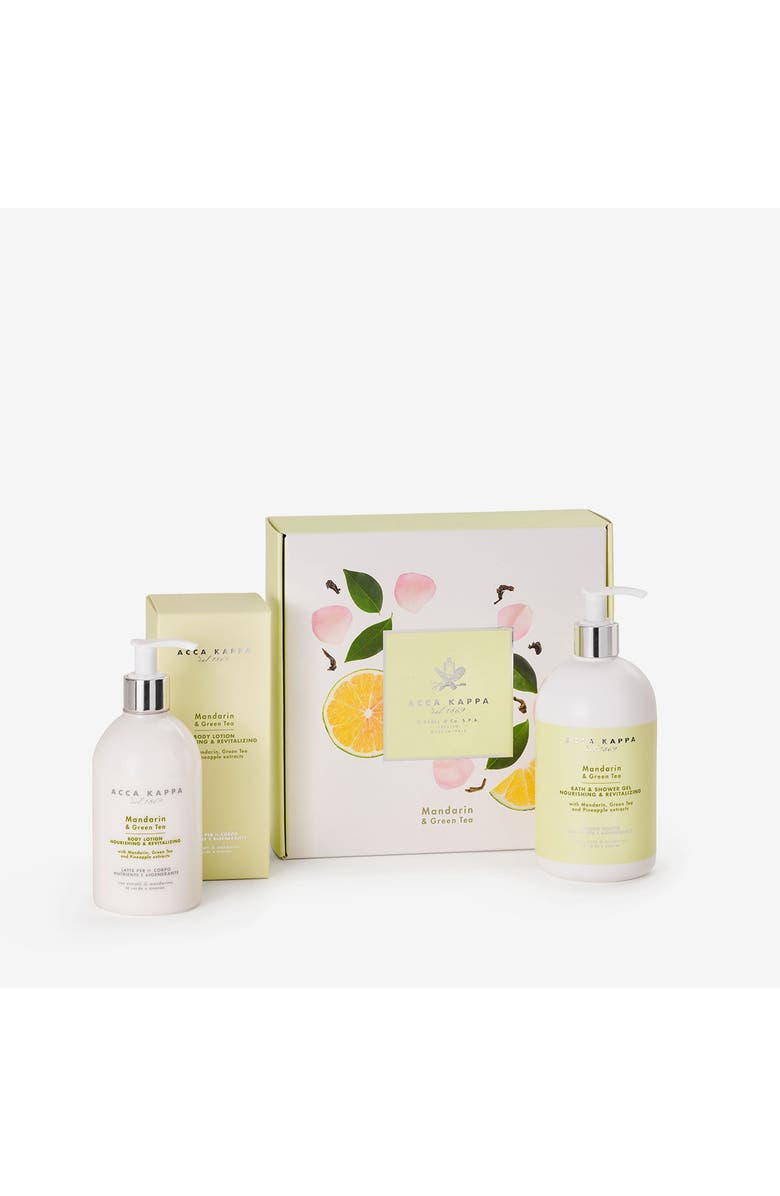ACCA KAPPA Mandarin & Green Tea Shower Gel & Body Lotion Gift Set, Main, color, White