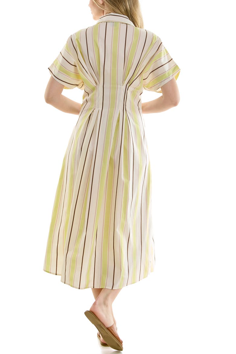 Pintuck Waist Midi Shirtdress, Alternate, color, MINT / CHOCOLATE