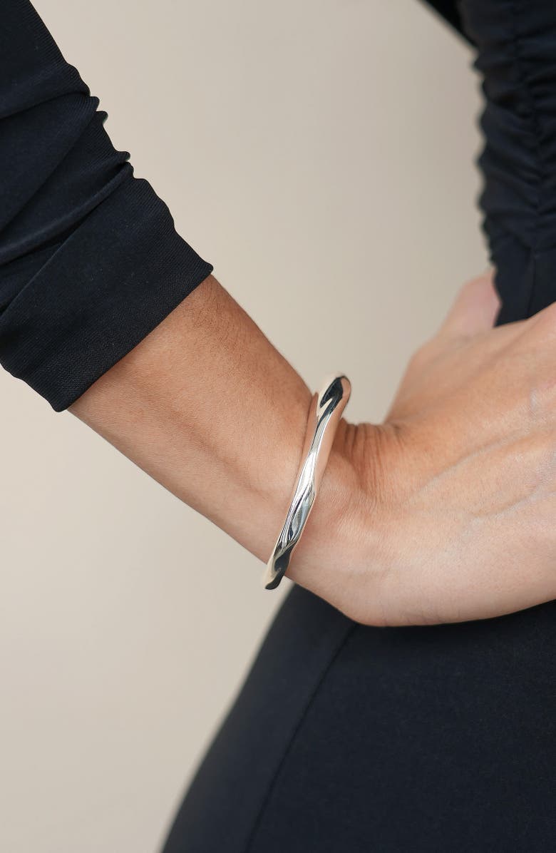 Ettika Fluid Elegance Cuff Bracelet, Alternate, color, Silver