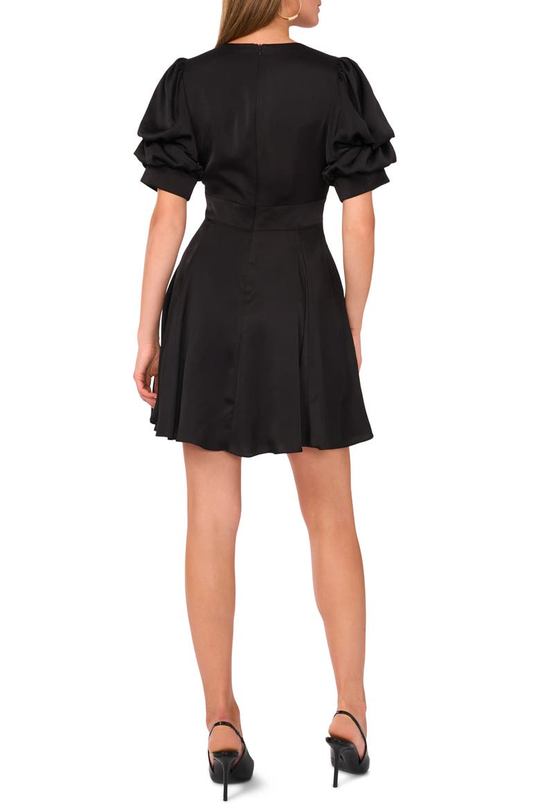 Bubble Sleeve Fit & Flare Minidress, Alternate, color, RICH BLACK