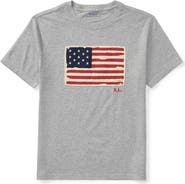 Polo Ralph Lauren Kids' American Flag Appliqué Cotton T-Shirt