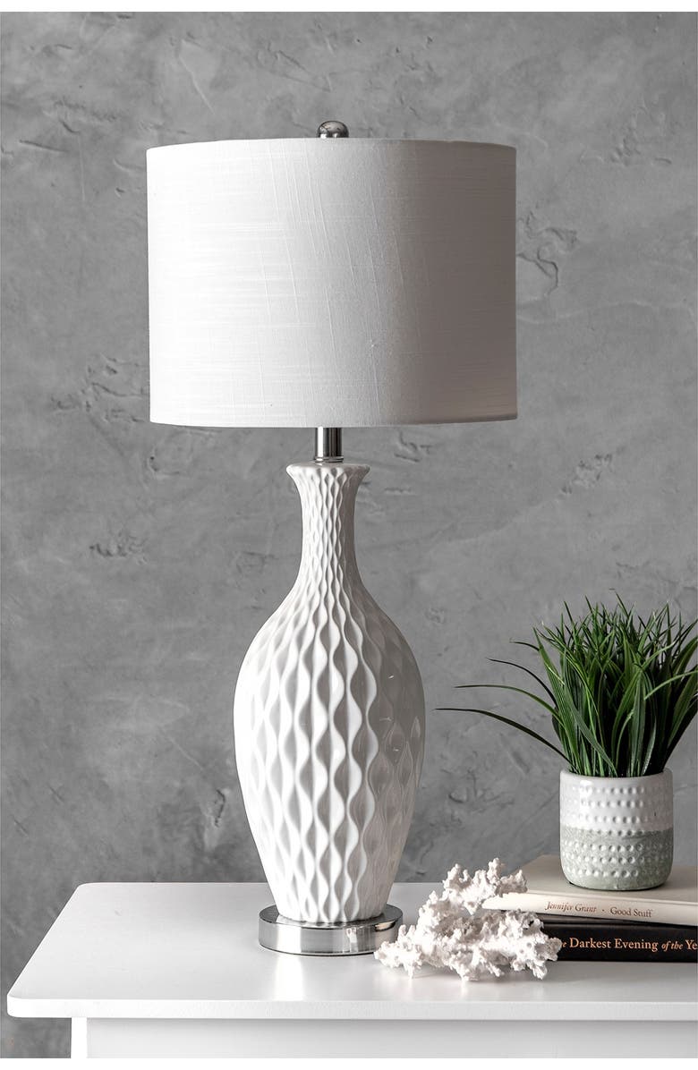 NULOOM 28" Celine Textured Ceramic Linen Table Lamp, Alternate, color,