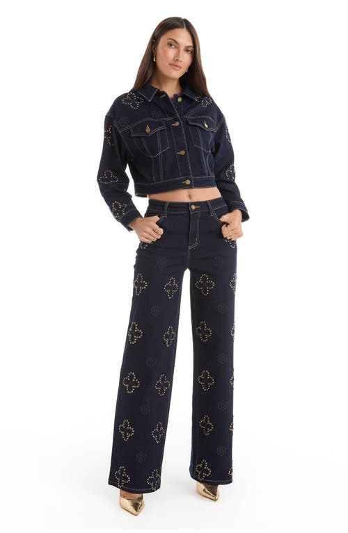 The Noli Shop Kaia Studded High Rise Jean In Blue
