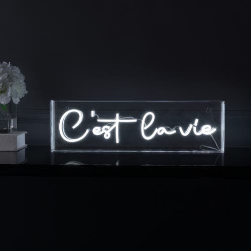 Jonathan Y C'est La Vie 20" X 6" Contemporary Glam Acrylic Box Usb Operated Led Neon Light, White In White