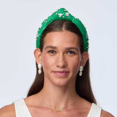 Lele Sadoughi Alpha Epsilon Phi Knotted Headband In Green