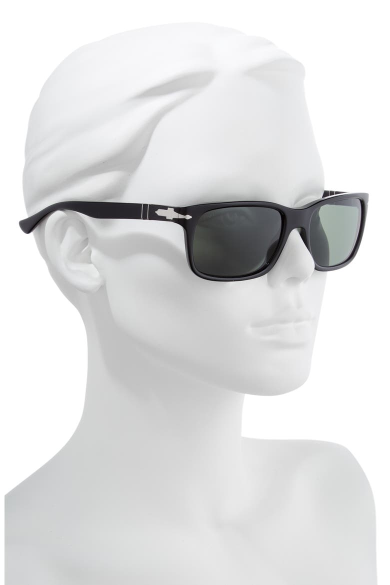 58mm Rectangular Sunglasses, Alternate, color, BLACK SOLID