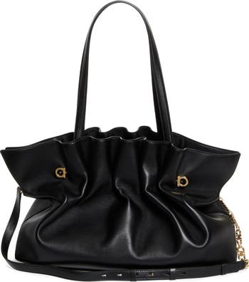 FERRAGAMO Gancio Piercing Soft Leather Shoulder Bag | Nordstrom
