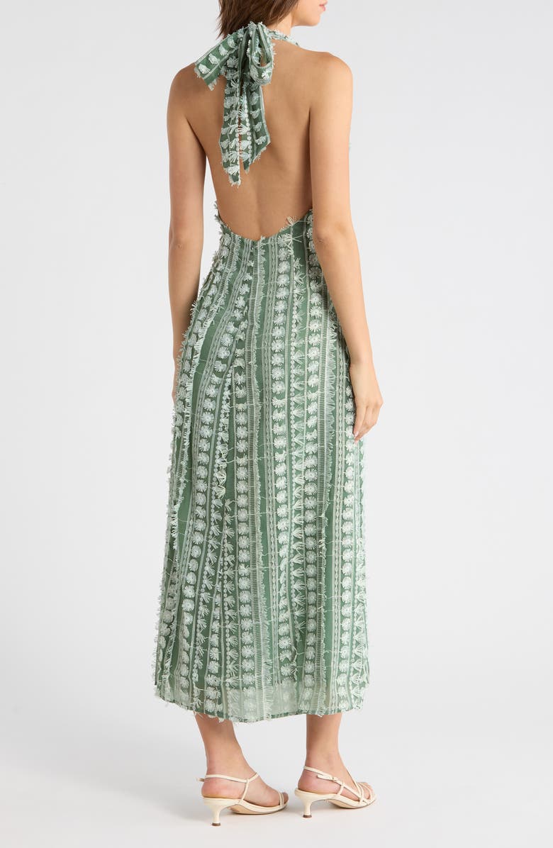 MAUDE CLUB Tussah Mixed Embroidery Halter Neck Maxi Dress, Alternate, color, Green