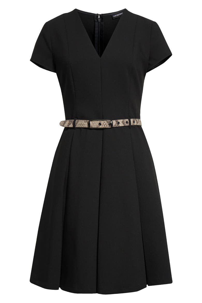 Emma Belted Flare Minidress, Alternate, color, SOLID BLACK