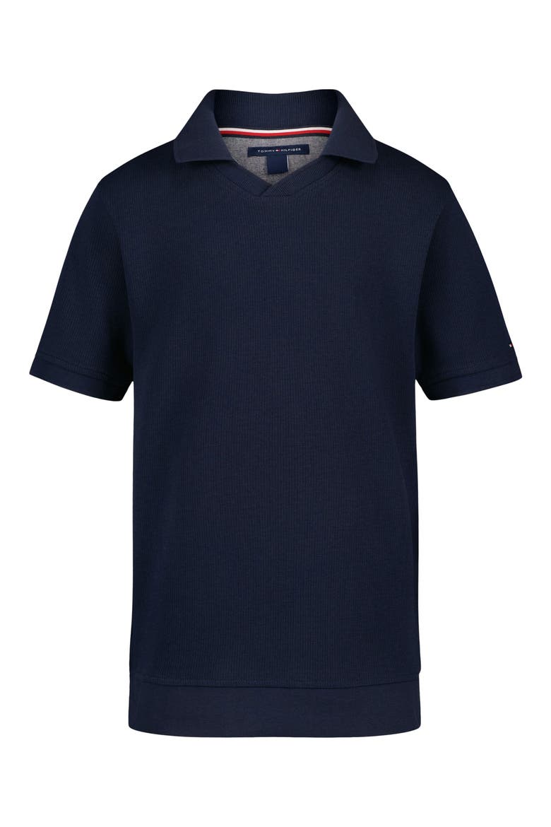 Kids' Rib Knit Johnny Collar Polo, Main, color, NAVY BLAZER