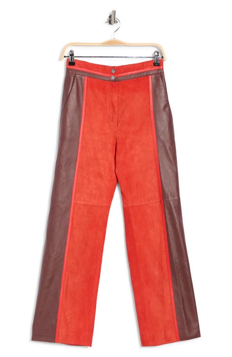 Colorblock Leather Pants