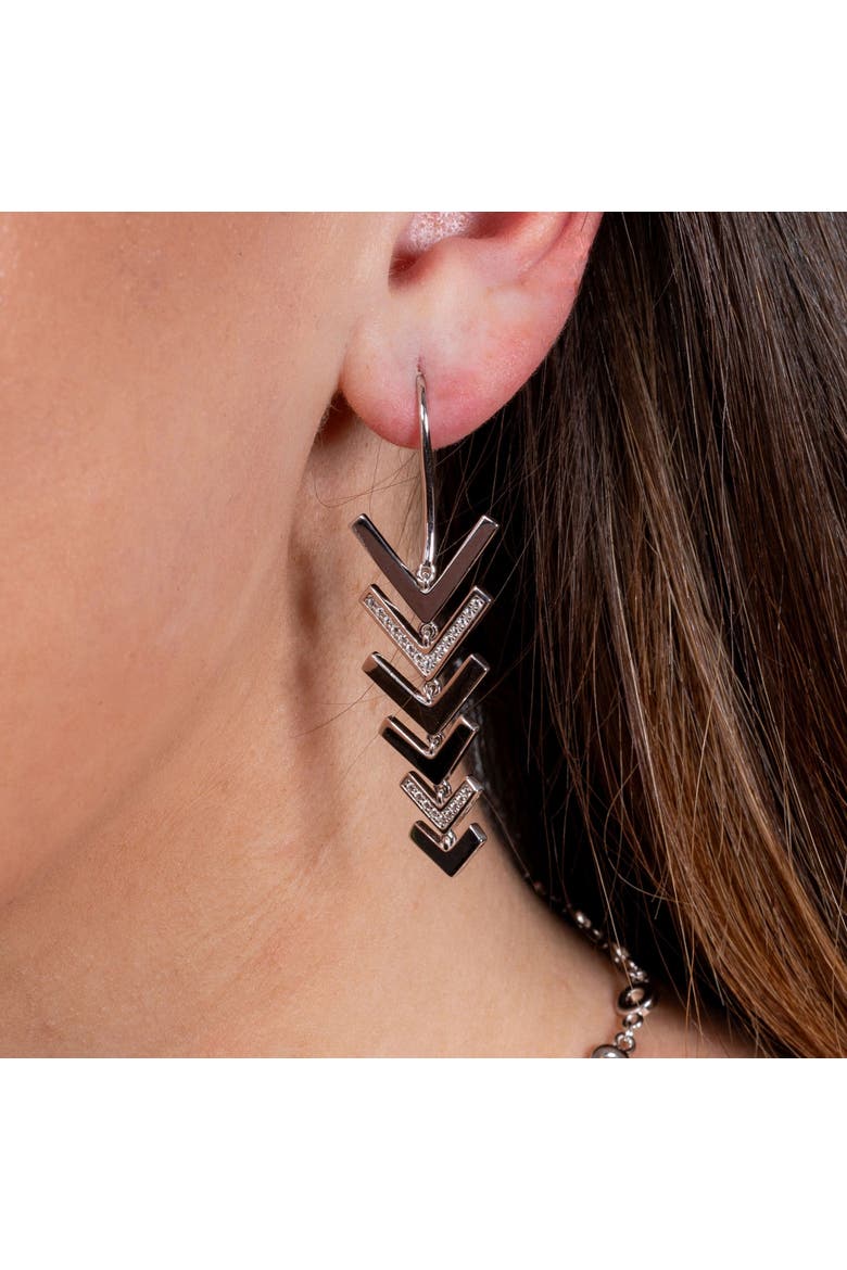Art Deco Arrow Drop Earrings, Alternate, color, Sterling Silver