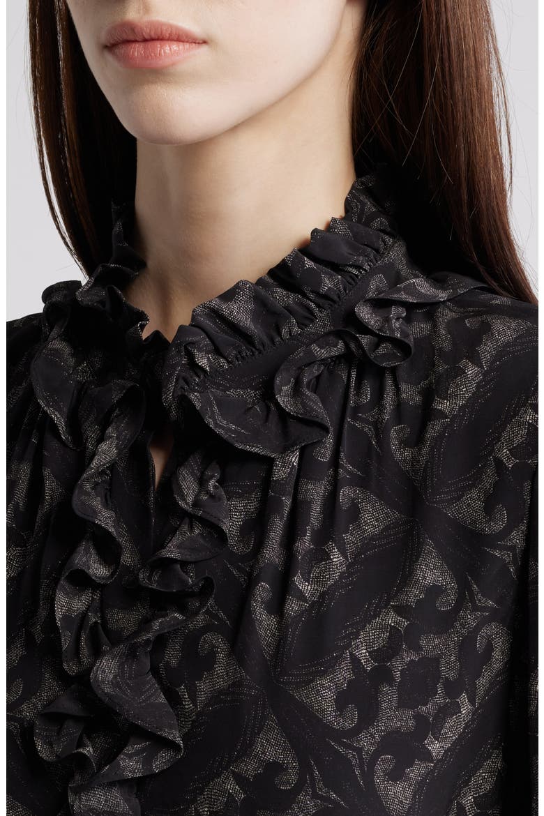 Landry Long Sleeve Leaf Print Dress, Alternate, color, BLACK MULTI