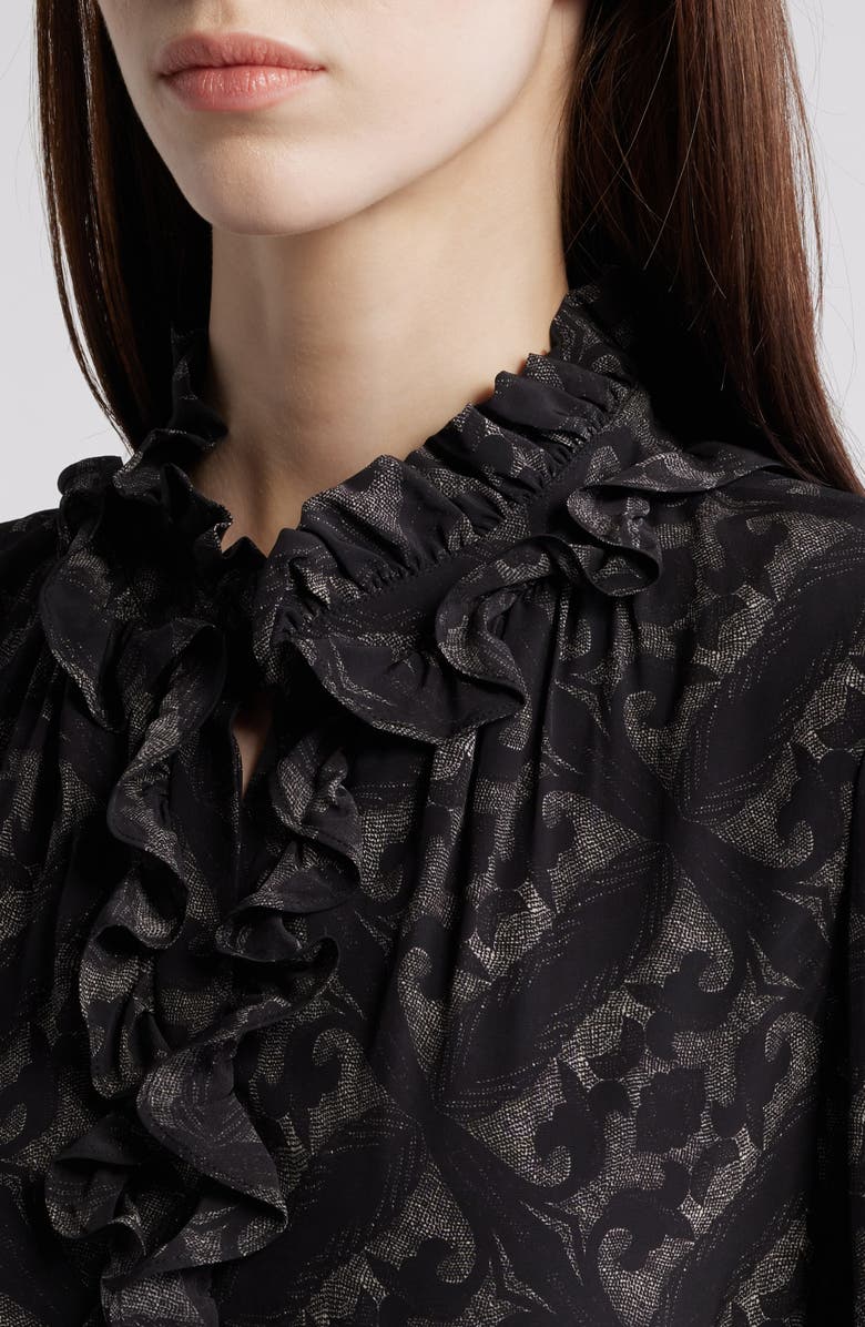 KOBI HALPERIN Landry Long Sleeve Leaf Print Dress, Alternate, color,