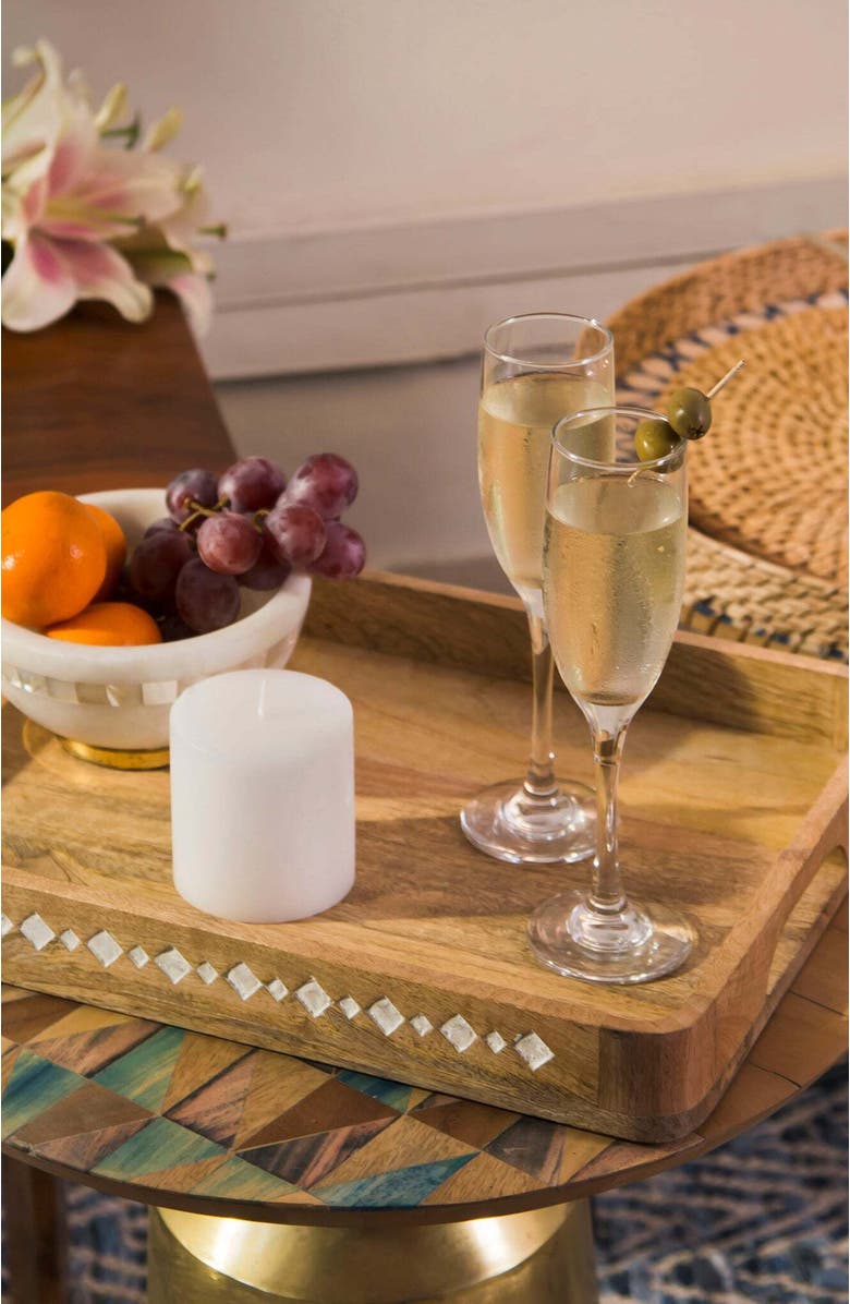 Mela Artisans Artisan's Grace Carved Wooden Large Tray, Alternate, color, Brown