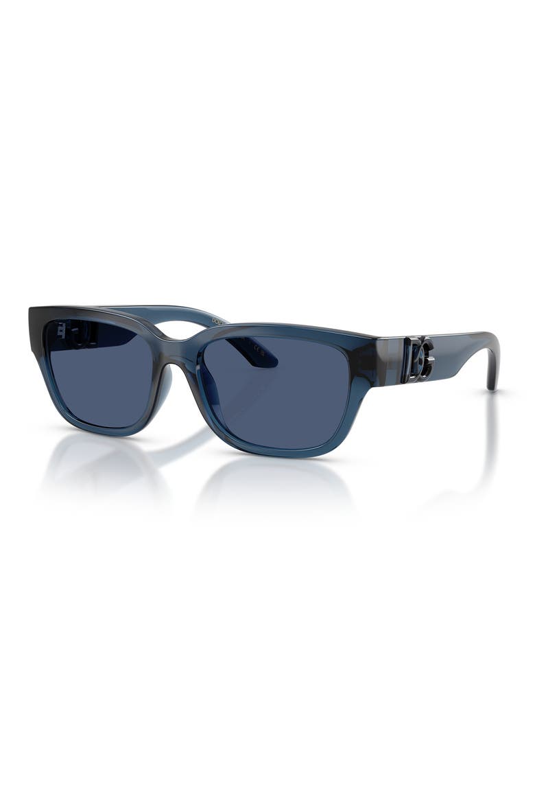 Kids' 50mm Rectangular Sunglasses, Alternate, color, TRANSPARENT BLUE / DARK BLUE
