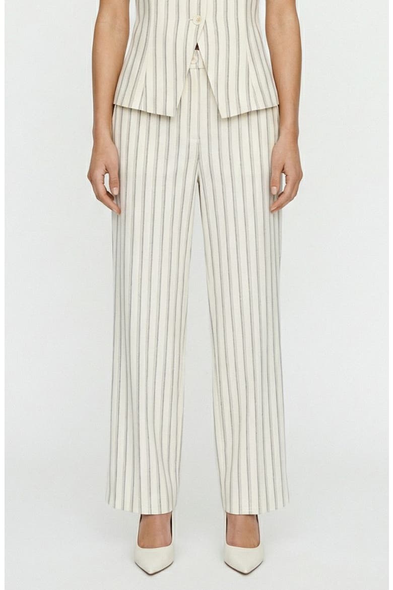 Miona Stripe Straight Leg Pants, Main, color, SNOW WHITE W. CHINA BLUE