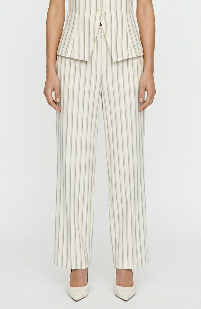 VERO MODA Miona Stripe Straight Leg Pants, Main, color, Snow White W. China Blue